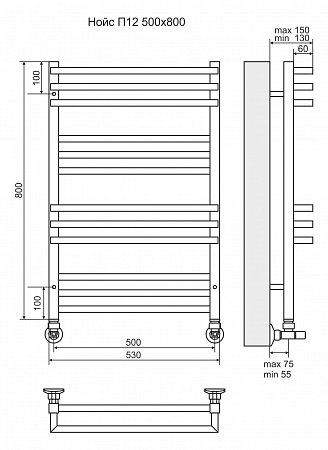 Нойс П12 500х800 Полотенцесушитель  TERMINUS Химки - фото 3
