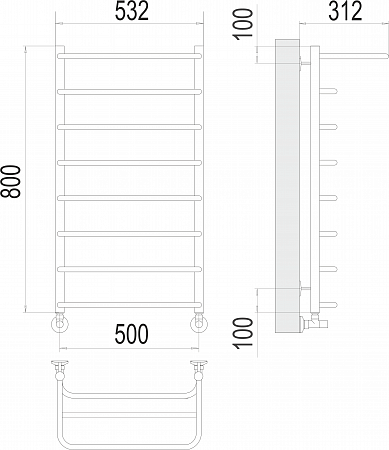 Полка П8 500х800  Полотенцесушитель  TERMINUS Химки - фото 3