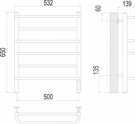 Евромикс П6 500х650 Электро (quick touch) Полотенцесушитель  TERMINUS Химки - фото 3