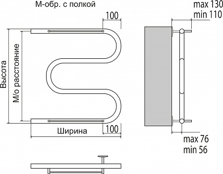 М-обр с/п AISI 32х2 500х400 Полотенцесушитель  TERMINUS Химки - фото 3