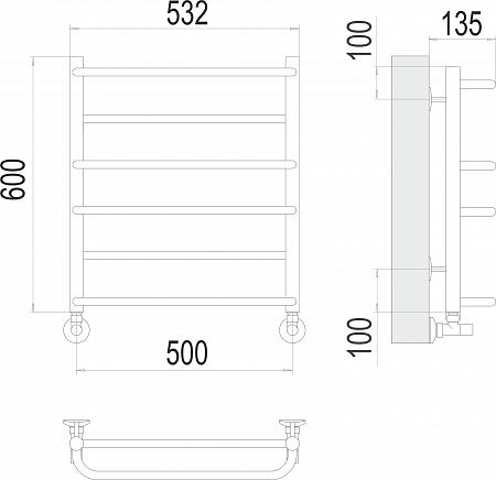 Евромикс П6 500х600 Полотенцесушитель  TERMINUS Химки - фото 3