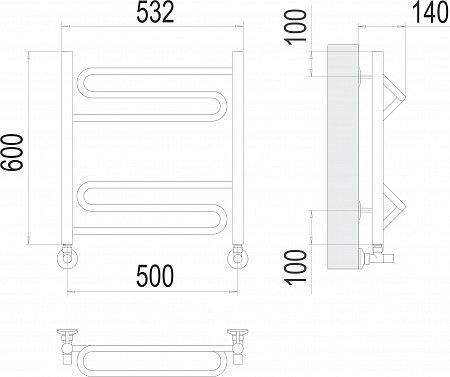 Юпитер П6 500х600 Полотенцесушитель  TERMINUS Химки - фото 3