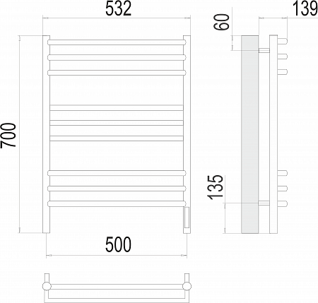 Прато П9 500х700 электро (sensor quick touch) Полотенцесушитель  TERMINUS Химки - фото 3