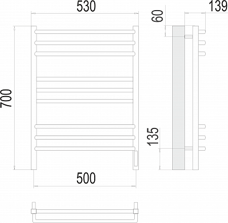 Соренто П9 500х700 электро (sensor quick touch) Полотенцесушитель  TERMINUS Химки - фото 3