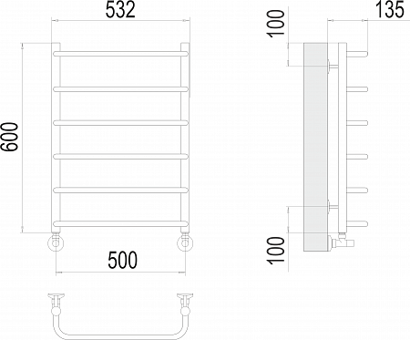 Стандарт П6 500х600  Полотенцесушитель  TERMINUS Химки - фото 3