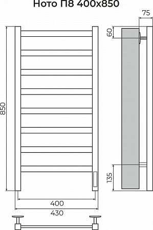 Ното П8 400х850 Электро (quick touch) Полотенцесушитель TERMINUS Химки - фото 3