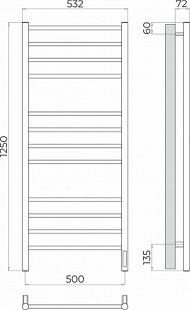 Аврора П12 500х1250 Электро (quick touch) Полотенцесушитель TERMINUS Химки - фото 3