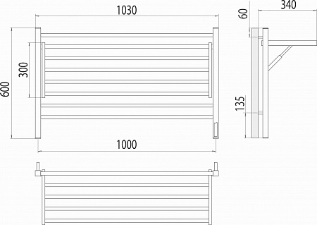 Горизонт П8 1000х600 электро КС ЧЕРНЫЙ МУАР (sensor quick touch) Полотенцесушитель TERMINUS Химки - фото 5